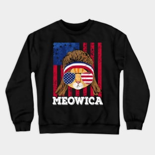 American Flag Meowica Cat 4th of July Crewneck Sweatshirt